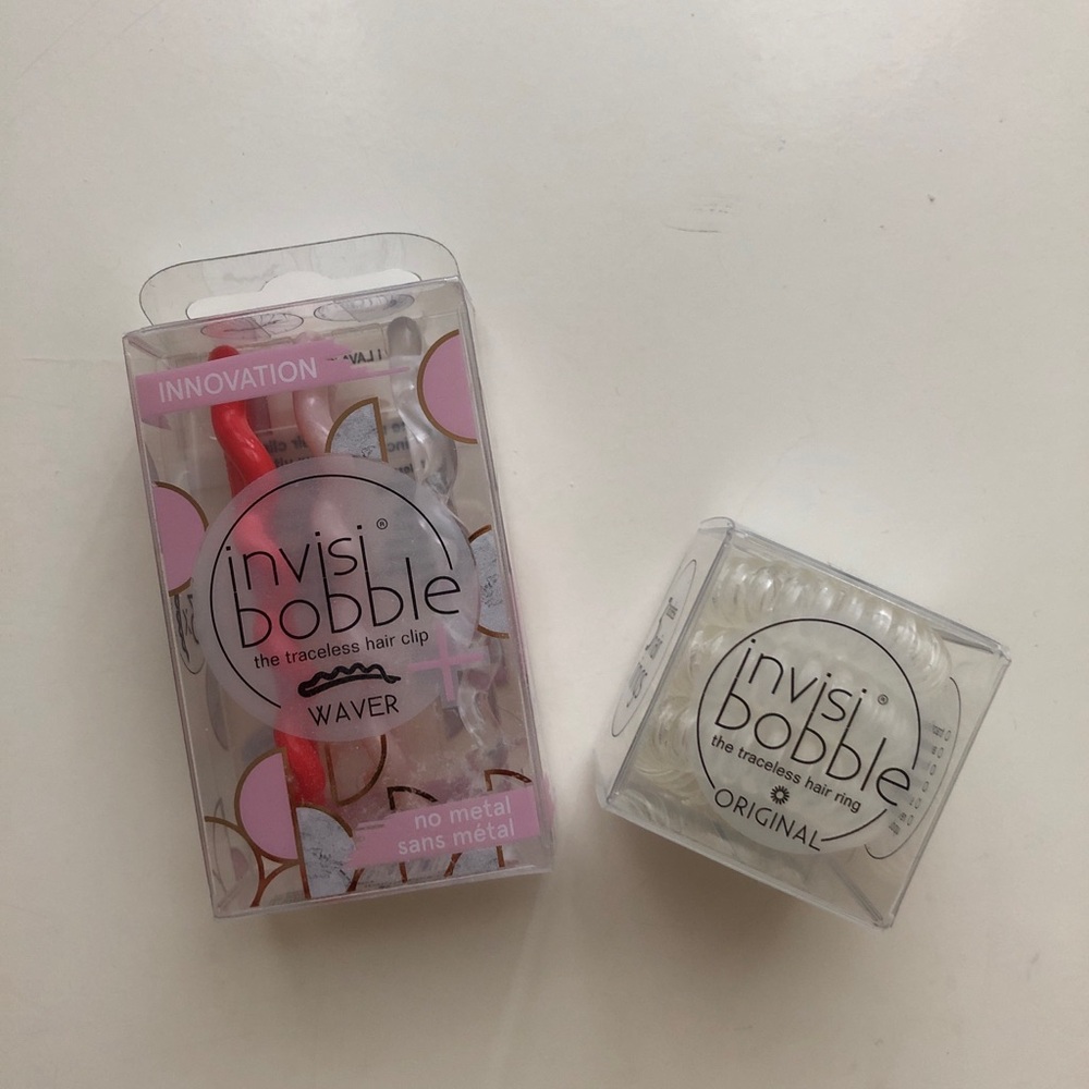 NIB Invisibobble Bundle-Set of 3 Traceless Hair Rings & Set of 3 Waver Hair Clip